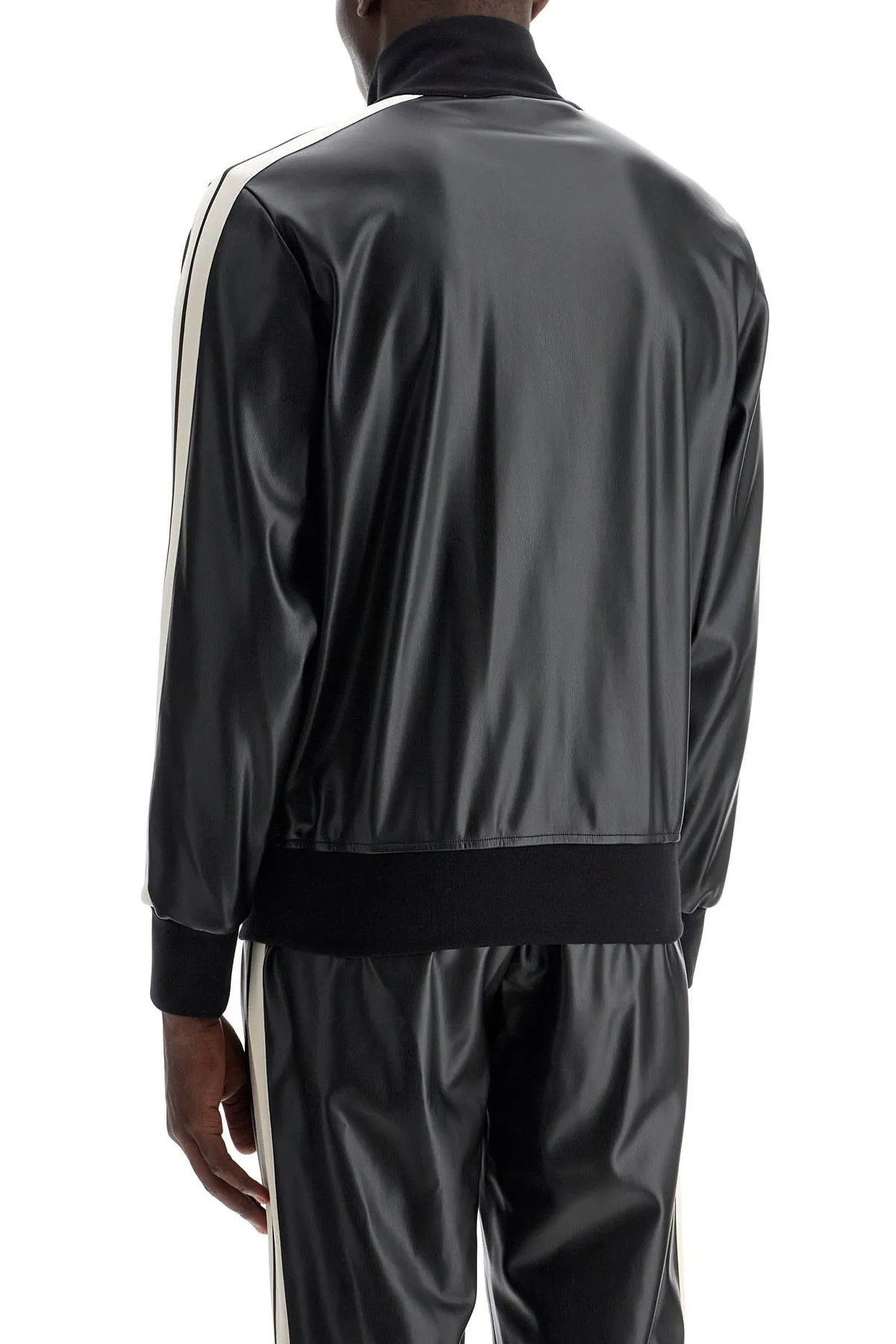 faux leather track jacket for