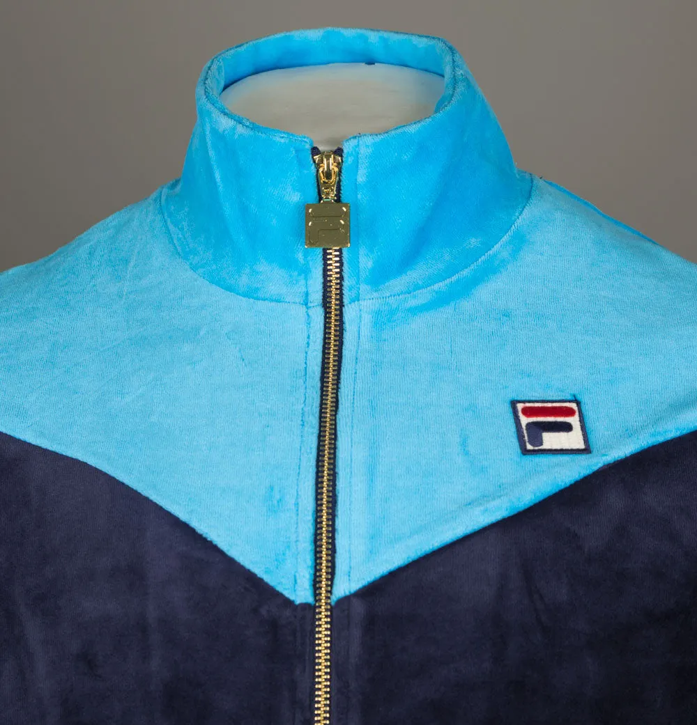 Fila Vintage Gus Chevron Velour Track Jacket Navy