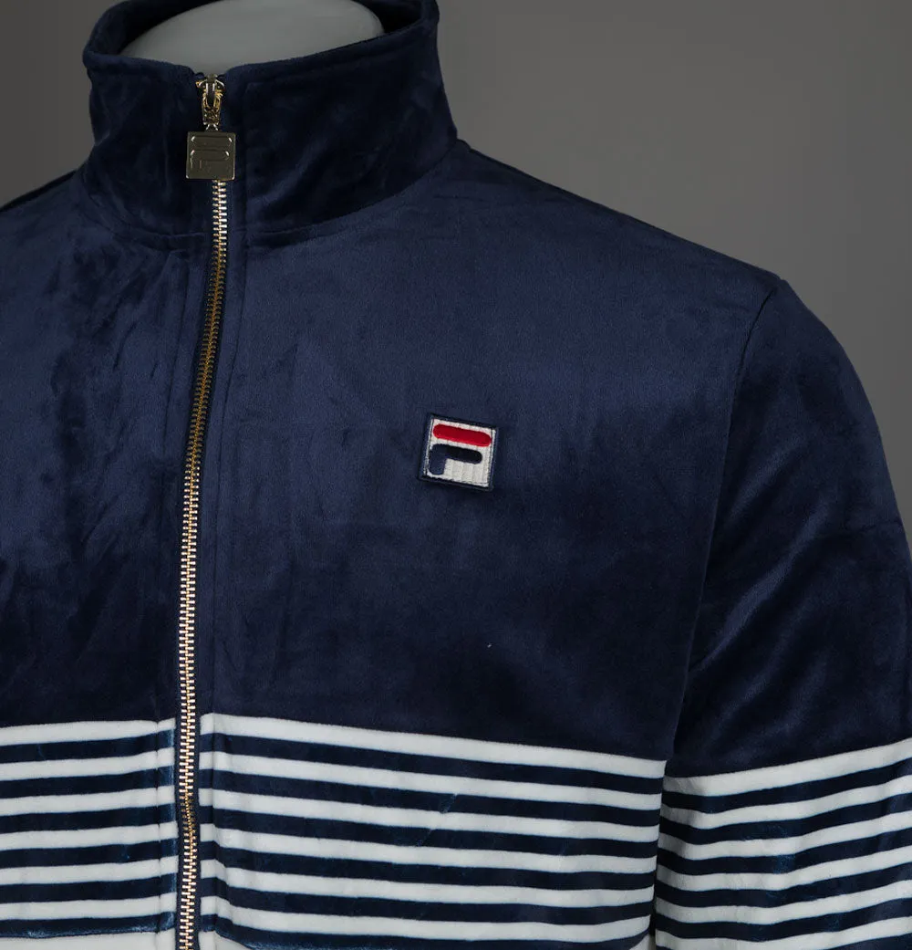 Fila Vintage Merrick Stripe Velour Track Jacket Fila Navy/Gardenia