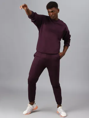 Fitkin Men Purple Cargo Fleece Jogger