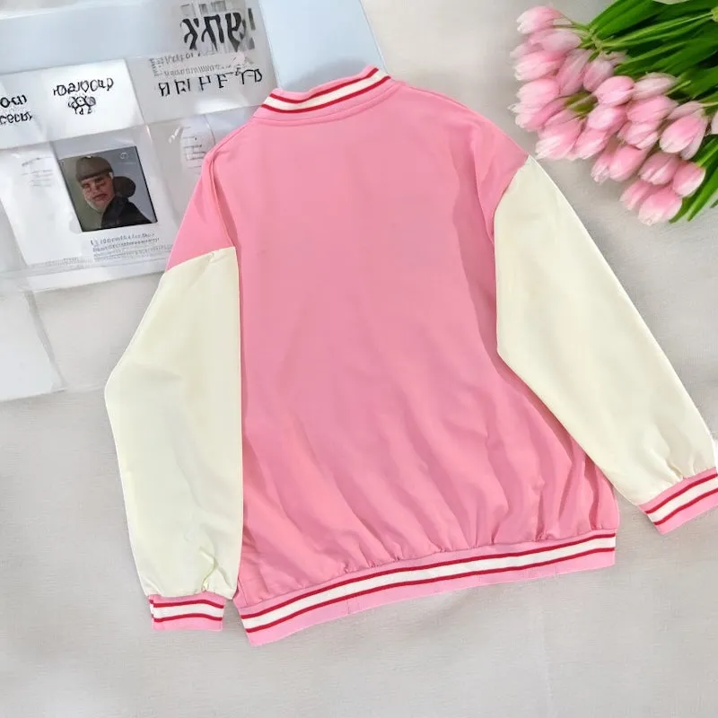 Girls Varsity Pink Relaxed Jacket