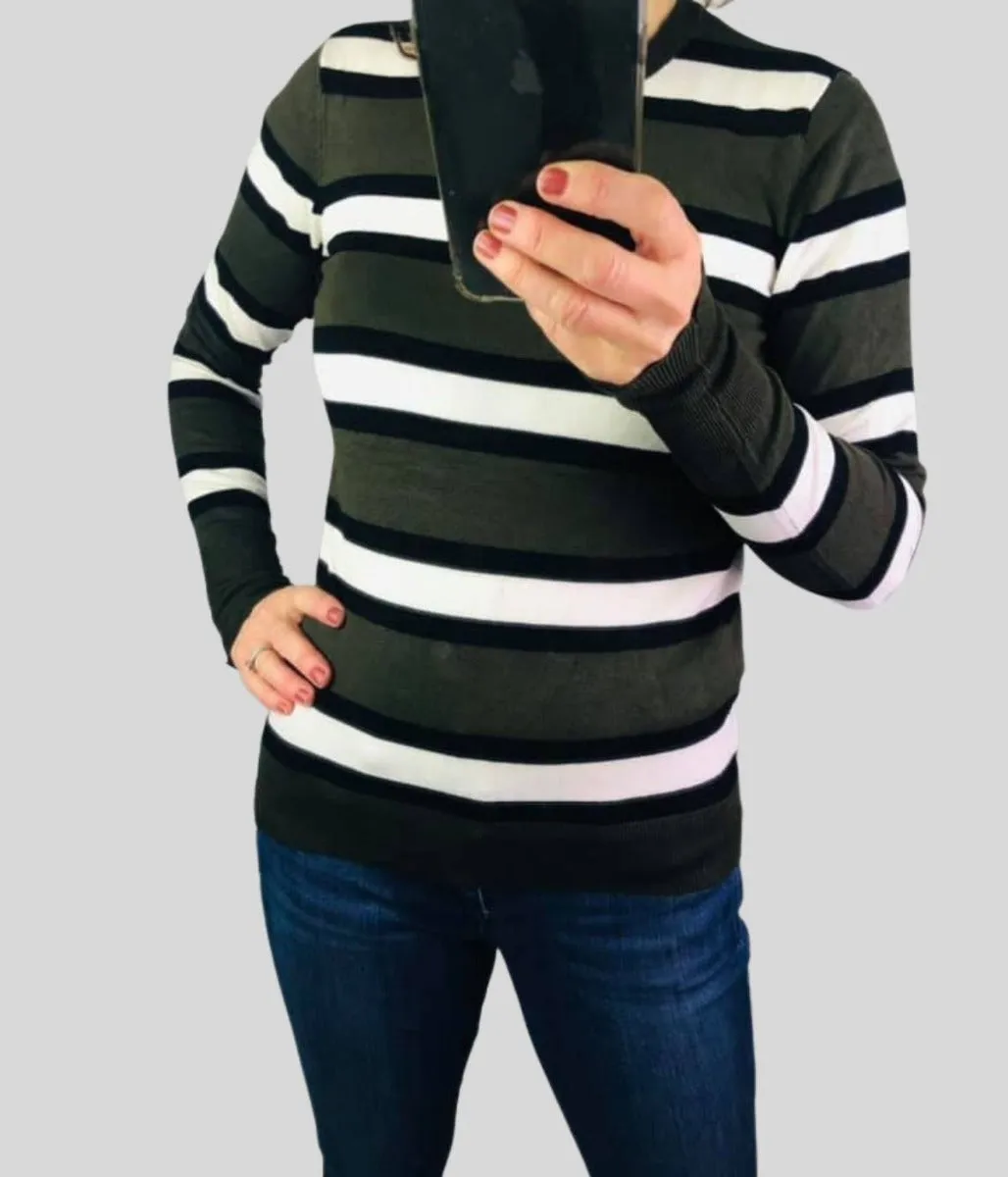 Green & Black Striped Jumper