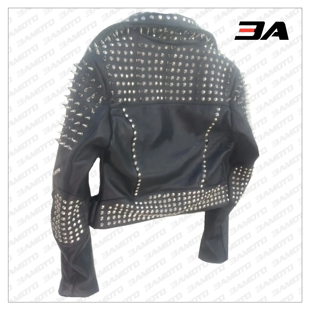 Handmade Womens Black Fashion Studded Punk Style Leather Jacket