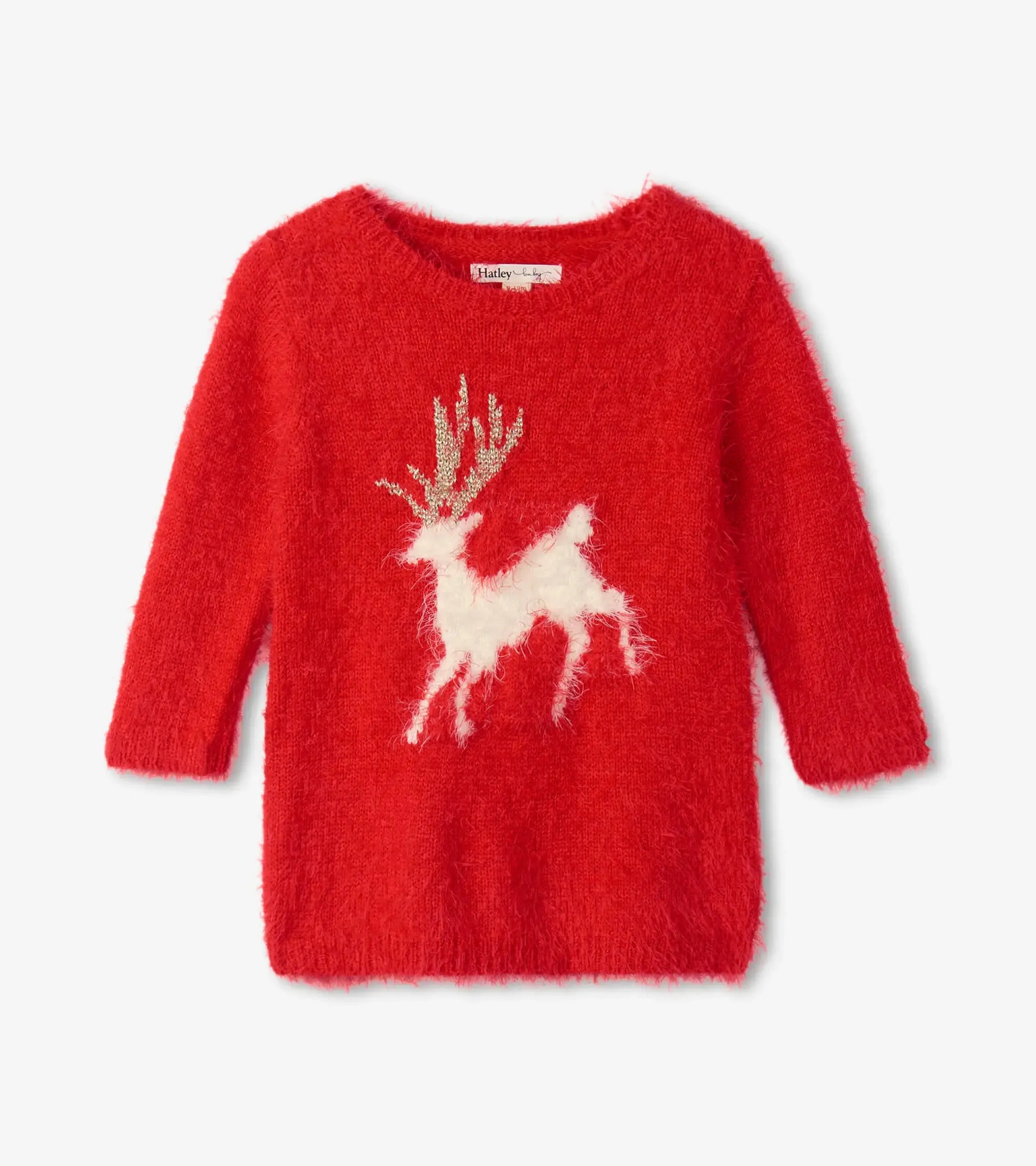 HOLIDEER FUZZY SWEATER BABY GIRLS DRESS | Hatley