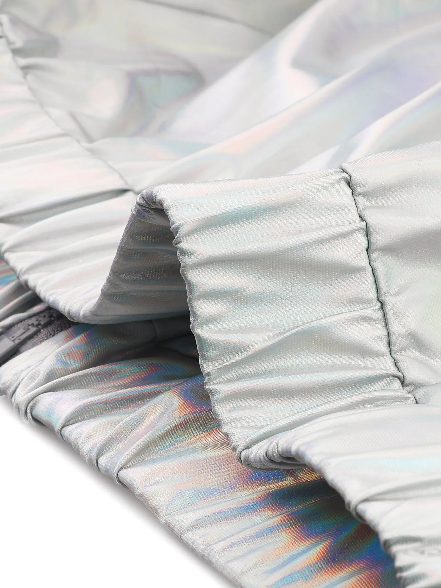 Holographic Long Sleeve Lightweight Zipper Metallic Jacket