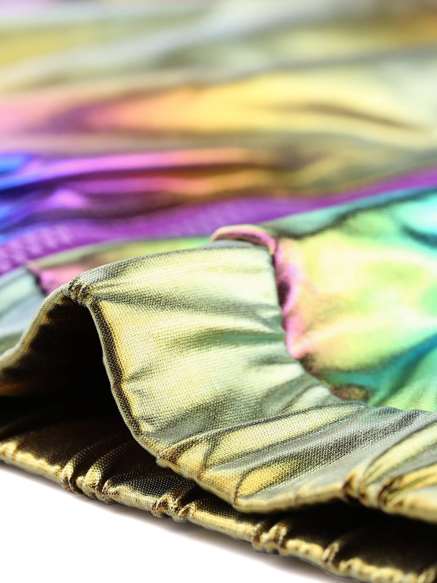 Holographic Long Sleeve Lightweight Zipper Metallic Jacket