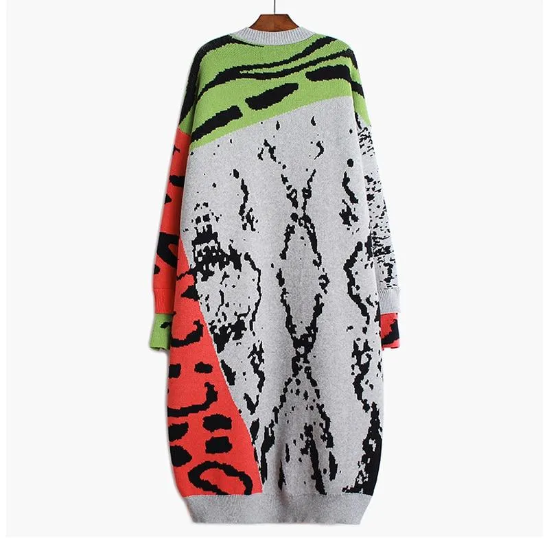 'Jessy' Mixed Animal Prints Sweater Dress