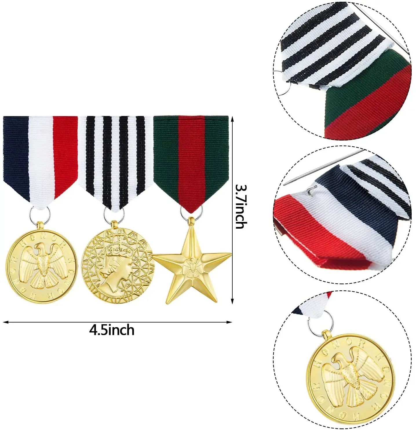 Kids 3 Sets Costume Military Badge Medal