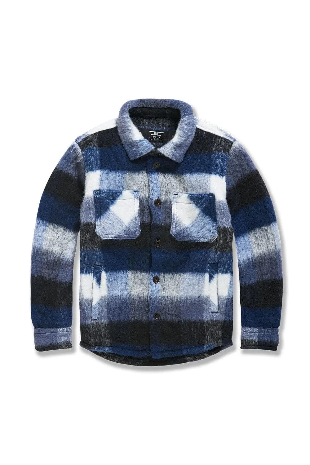 Kids See You In Paradise Flannel Shacket (Blue)