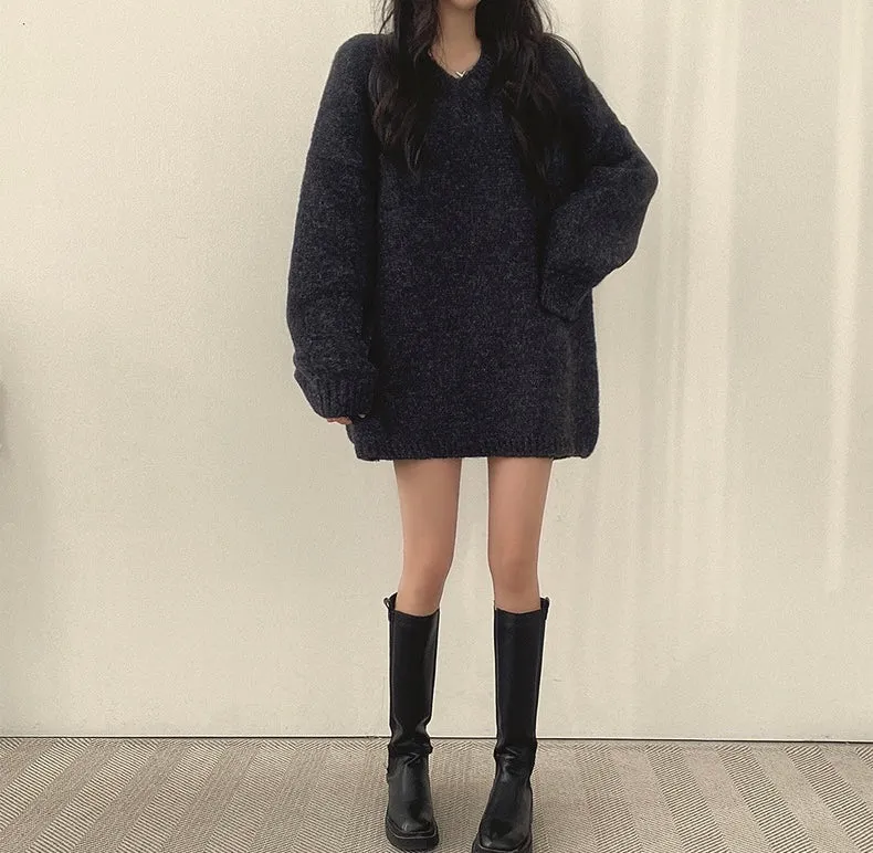 Korean Style Oversized V-Neck Sweater