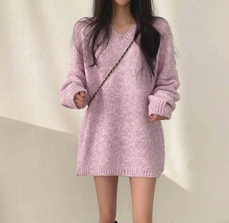 Korean Style Oversized V-Neck Sweater