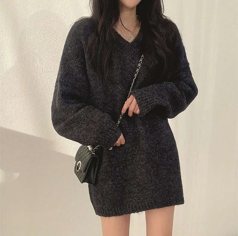 Korean Style Oversized V-Neck Sweater