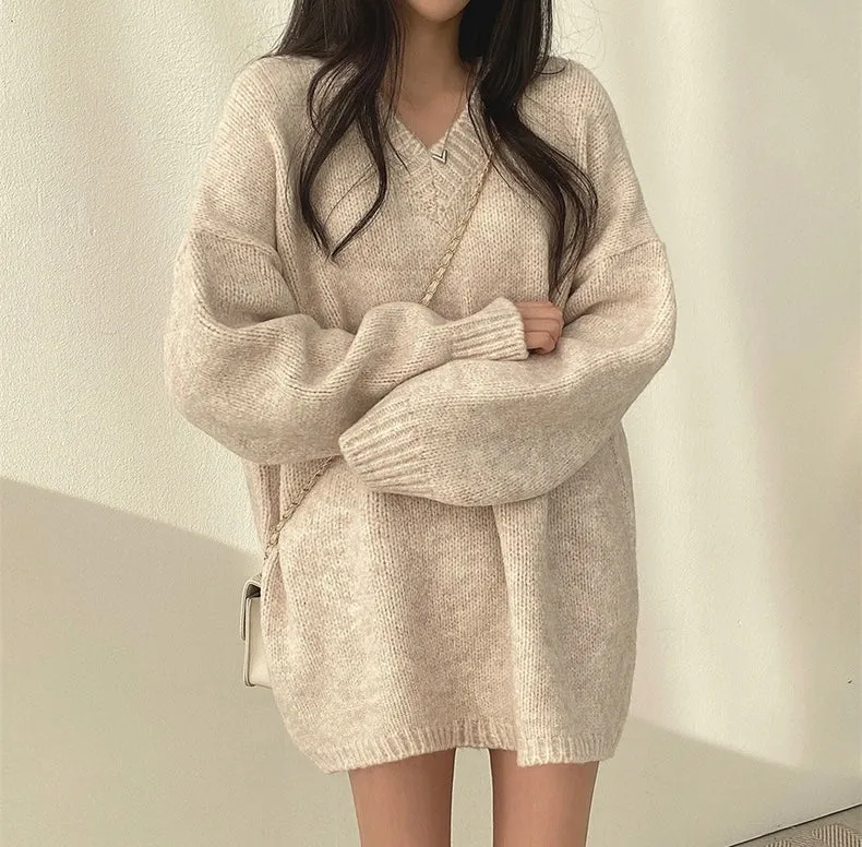 Korean Style Oversized V-Neck Sweater