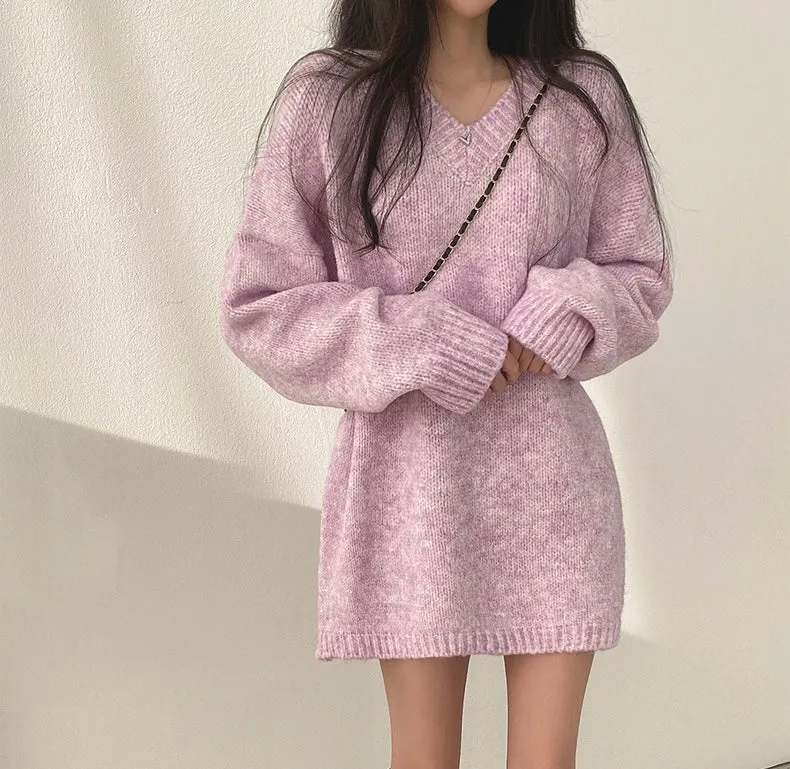 Korean Style Oversized V-Neck Sweater