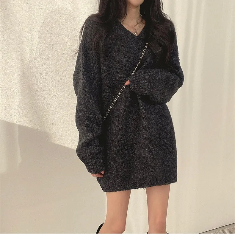 Korean Style Oversized V-Neck Sweater