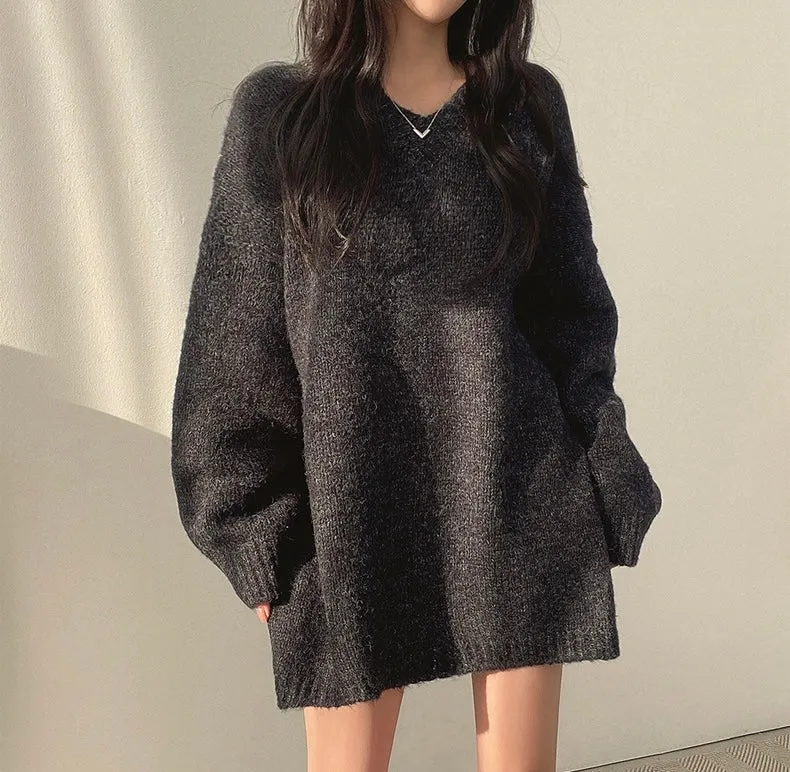 Korean Style Oversized V-Neck Sweater