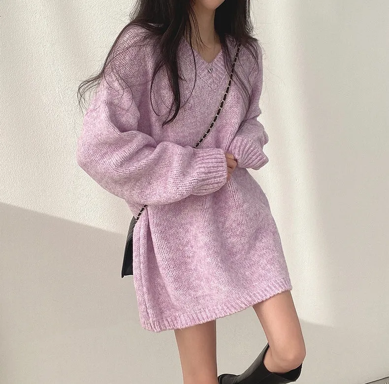 Korean Style Oversized V-Neck Sweater