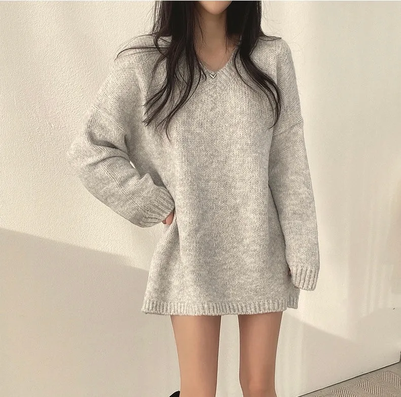 Korean Style Oversized V-Neck Sweater