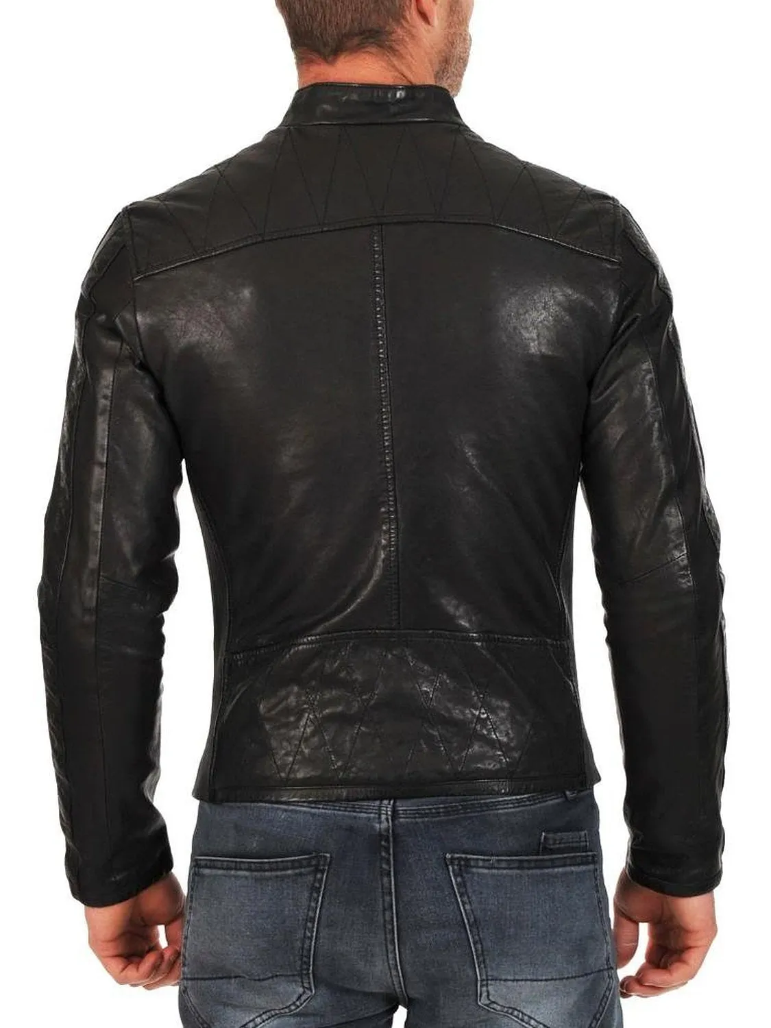 Leather Jackets Hub Mens Genuine Cowhide Leather Jacket (Black, Fencing Jacket) - 1501581