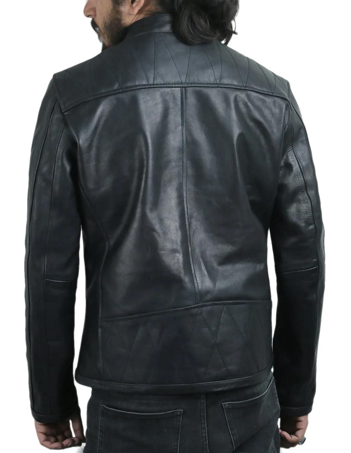 Leather Jackets Hub Mens Genuine Cowhide Leather Jacket (Black, Fencing Jacket) - 1501581