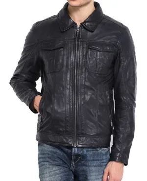 Leather Jackets Hub Mens Genuine Lambskin Leather Jacket (Black, Regal Jacket) - 1501205