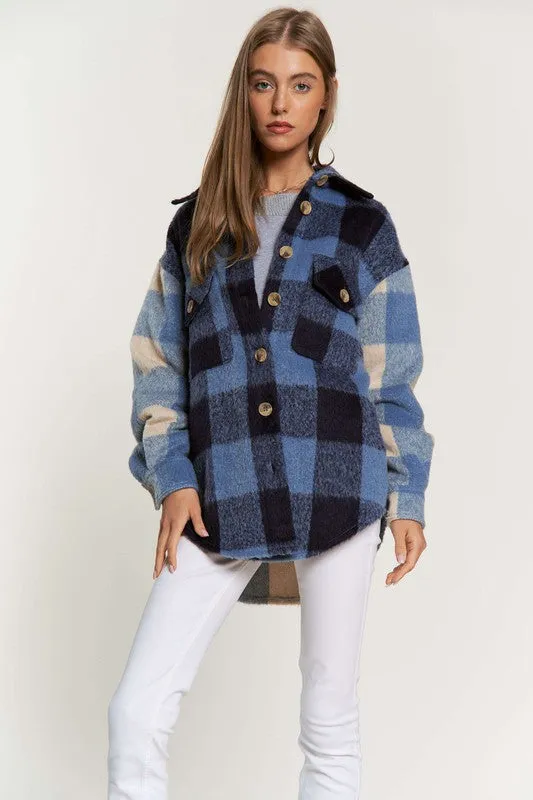 Mary Jane Plaid Contrast Shacket