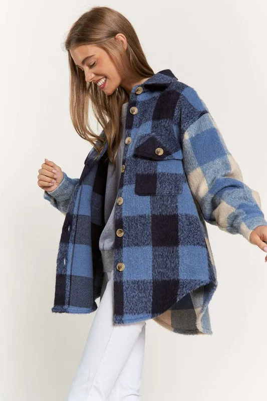 Mary Jane Plaid Contrast Shacket