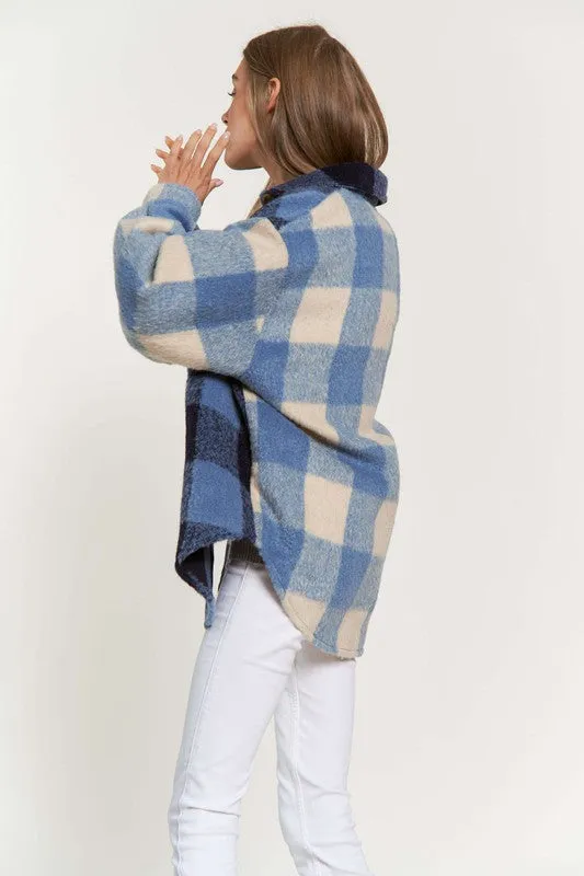 Mary Jane Plaid Contrast Shacket