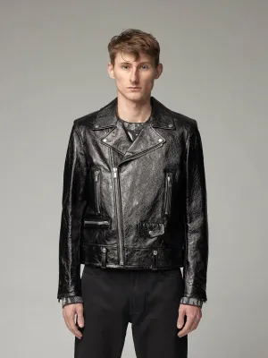 Men Glossy Wrinkled Jacket