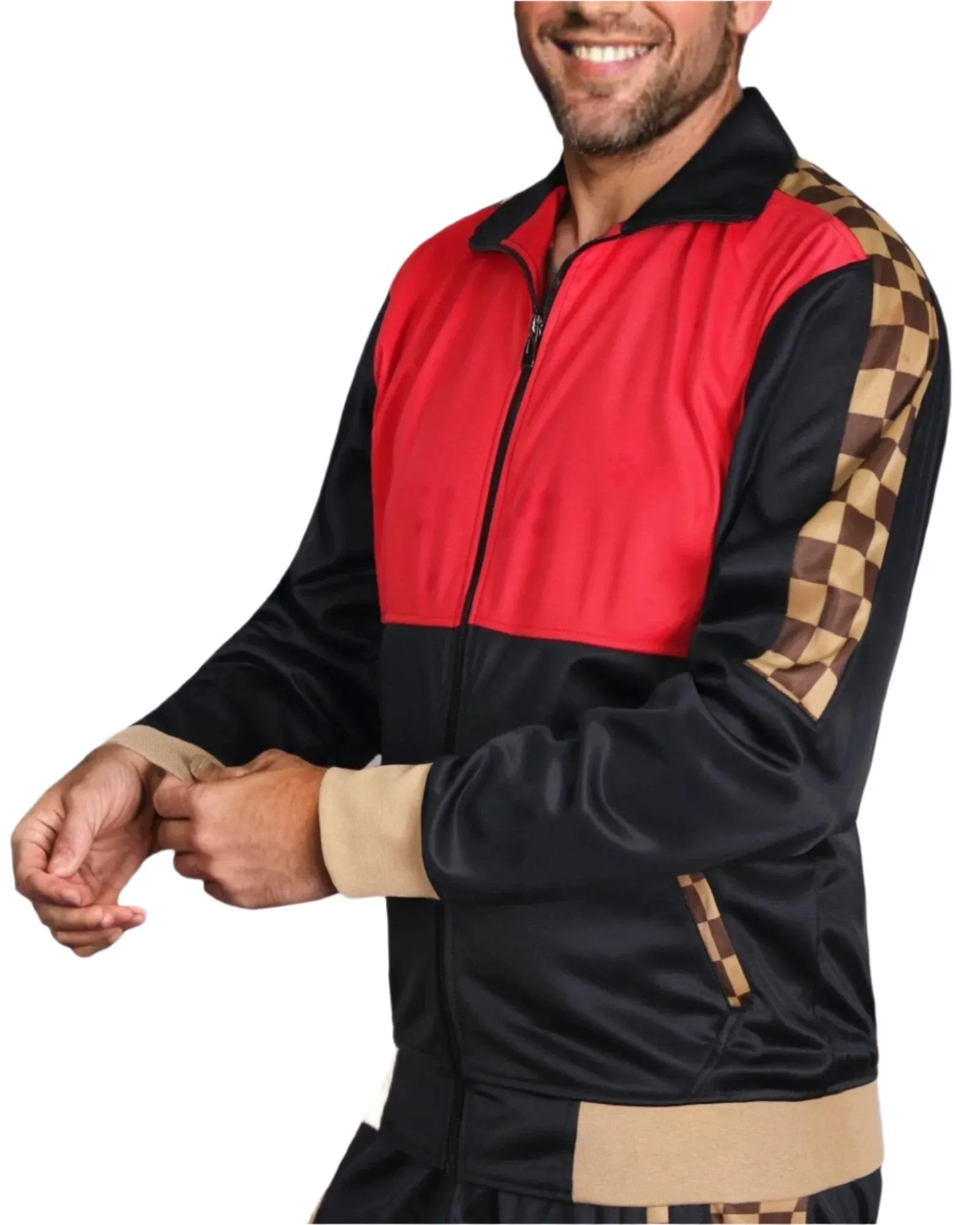 Men’s 2 piece Checker box Jogger style Jogging Suit Track Jacket & Track pants Matching Suit