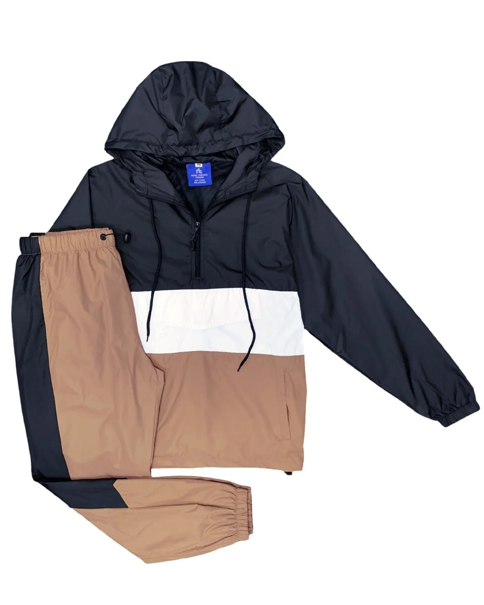 Men’s 2-Piece Quarter Zip Pullover Windbreaker Tracksuit Jogger Sports Mesh lined Outfit