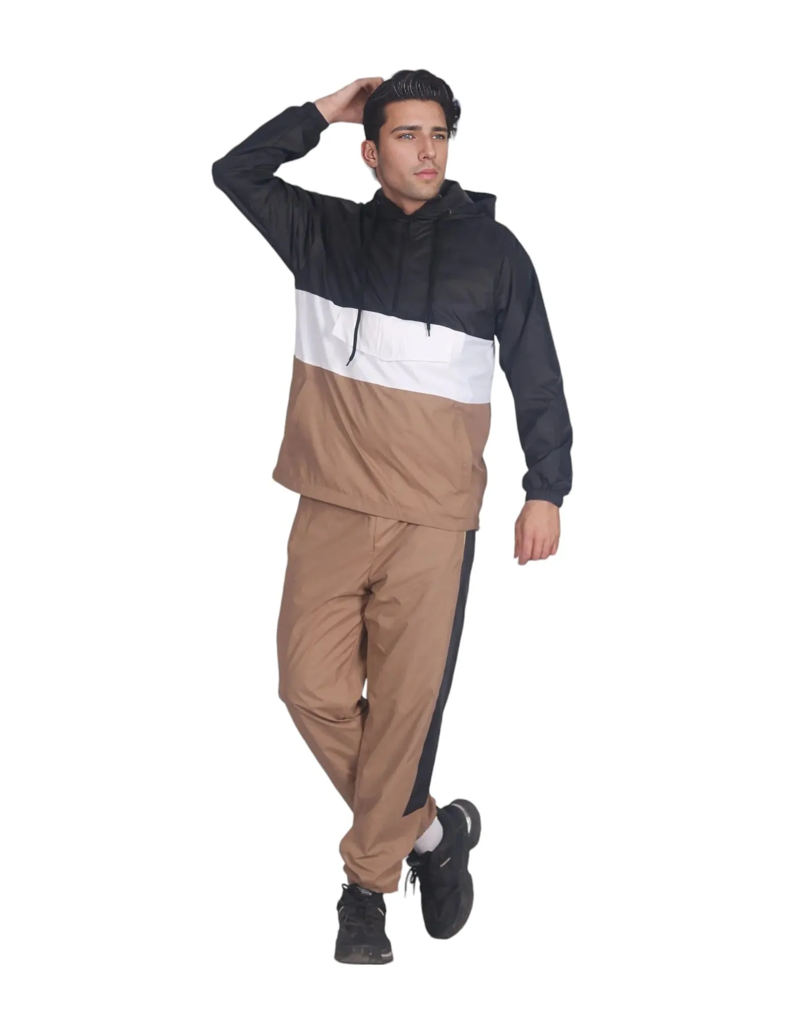 Men’s 2-Piece Quarter Zip Pullover Windbreaker Tracksuit Jogger Sports Mesh lined Outfit