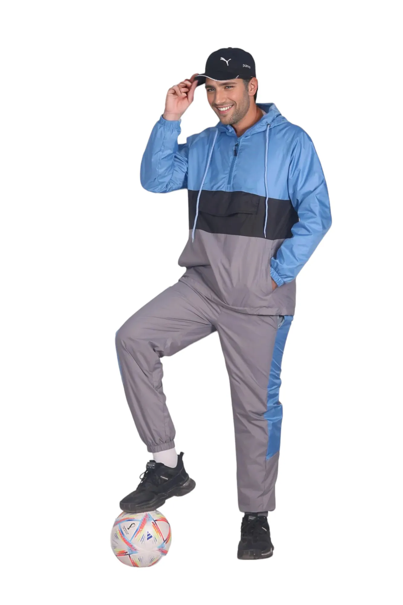 Men’s 2-Piece Quarter Zip Pullover Windbreaker Tracksuit Jogger Sports Mesh lined Outfit