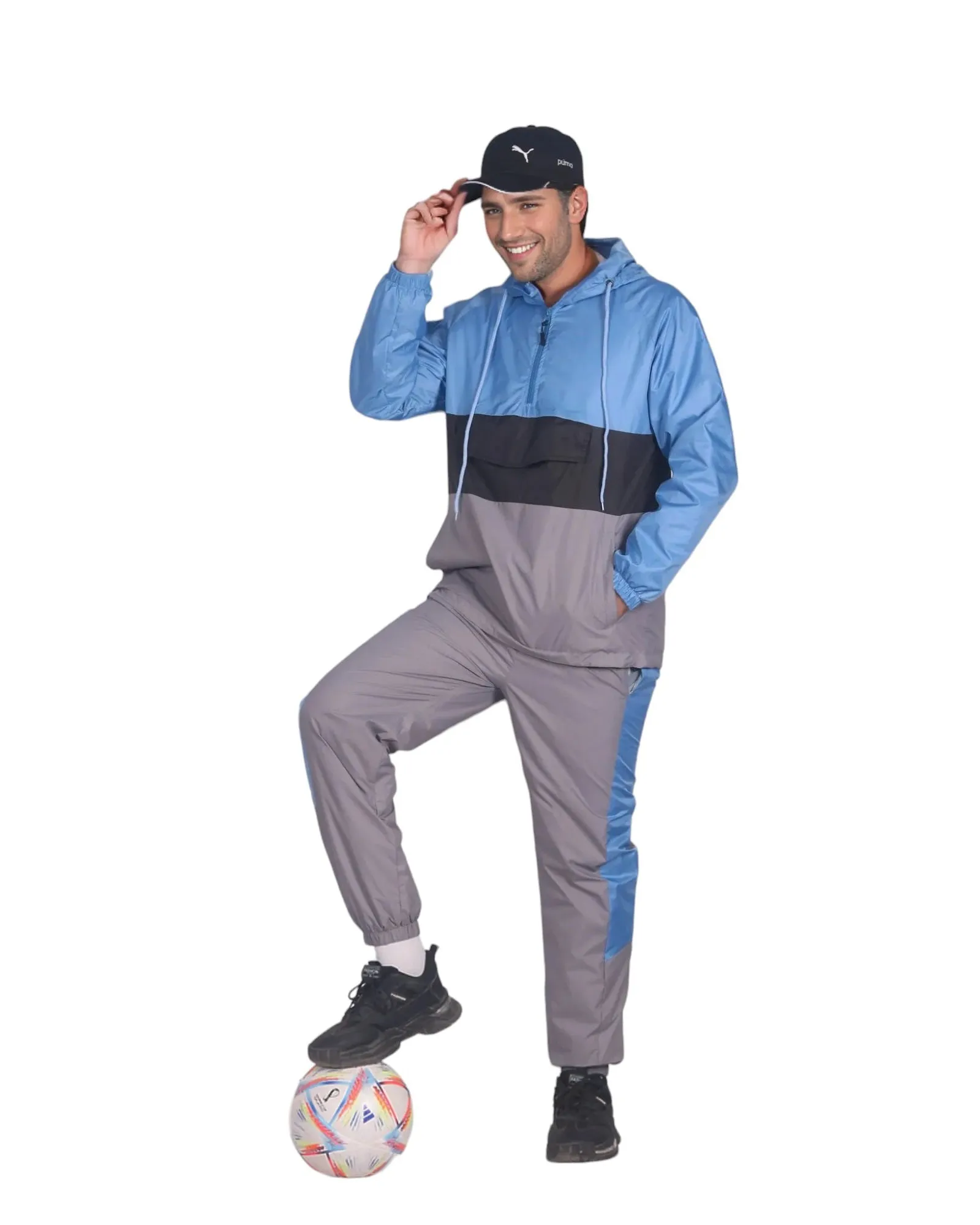 Men’s 2-Piece Quarter Zip Pullover Windbreaker Tracksuit Jogger Sports Mesh lined Outfit