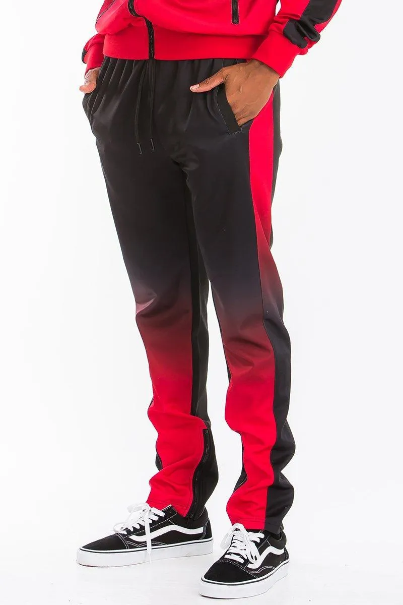 Mens Black And Red Gradient Track Set Joggers Jacket