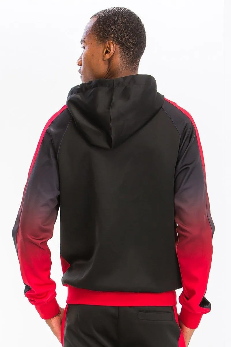 Mens Black And Red Gradient Track Set Joggers Jacket