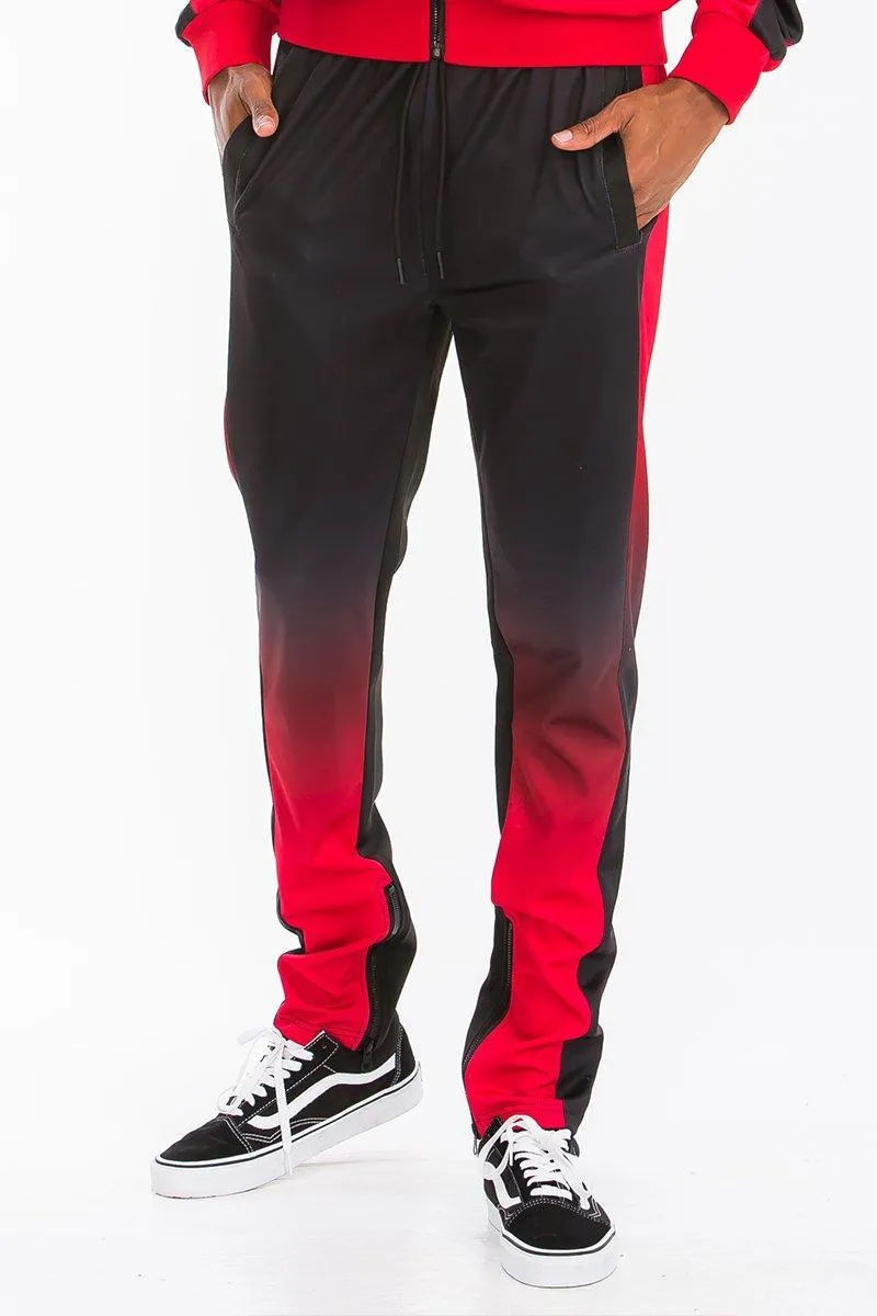 Mens Black And Red Gradient Track Set Joggers Jacket