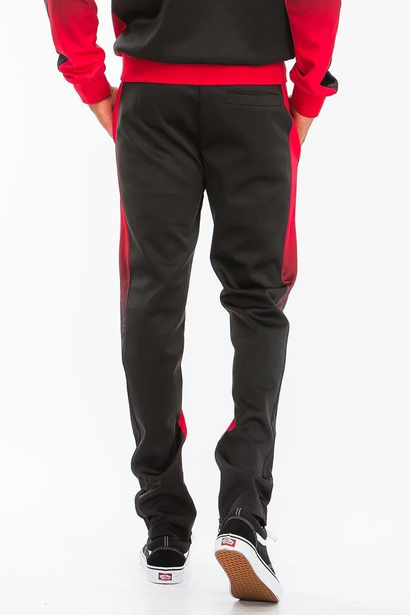 Mens Black And Red Gradient Track Set Joggers Jacket