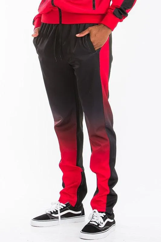 Men's Black/Red Full Zip Ombre Track Suit