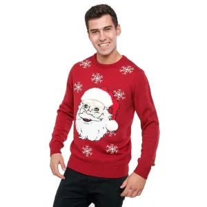 Mens Christmas Jumper Novelty Santa Head Musical Jingle Bells