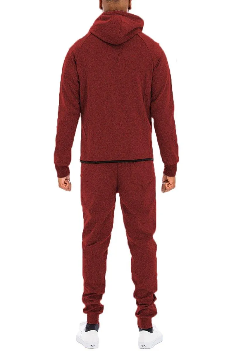 Mens Dynamic Solid Burgundy Sweat Suit Track Set