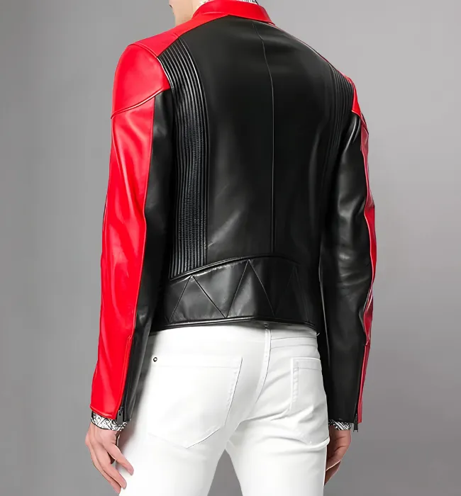 Men's Genuine Lambskin Leather Jacket Slim fit Moto Biker jacket