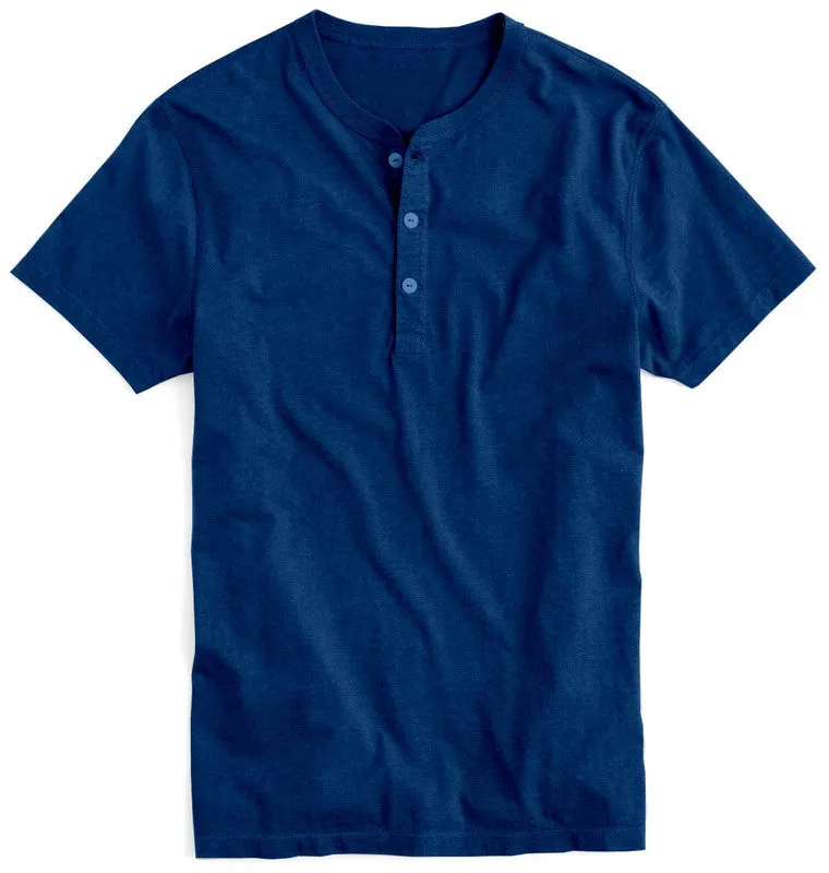 Men's Henley T-shirt - NAVY MELANGE HEATHER