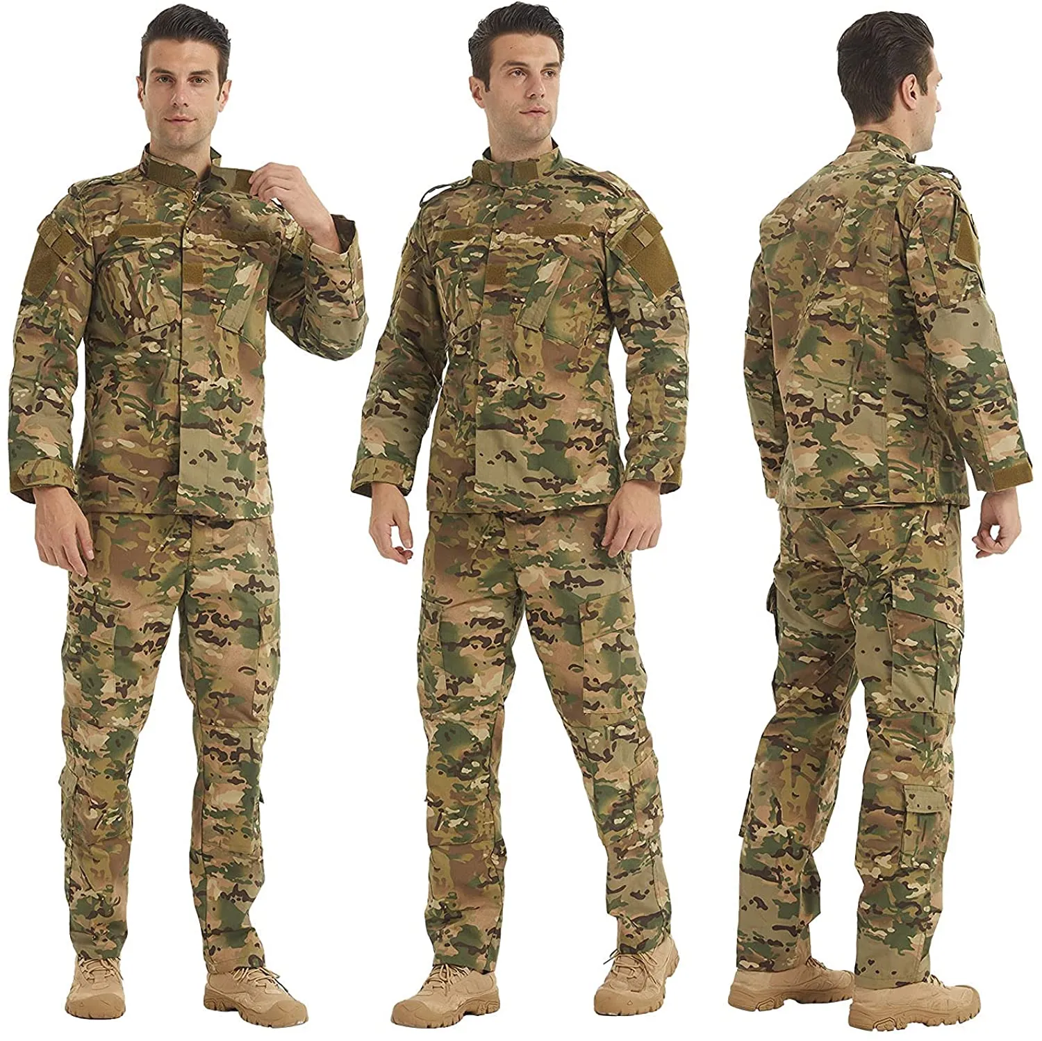 Men's Tactical Jacket and Pants Military Camo Uniform 2PC Set