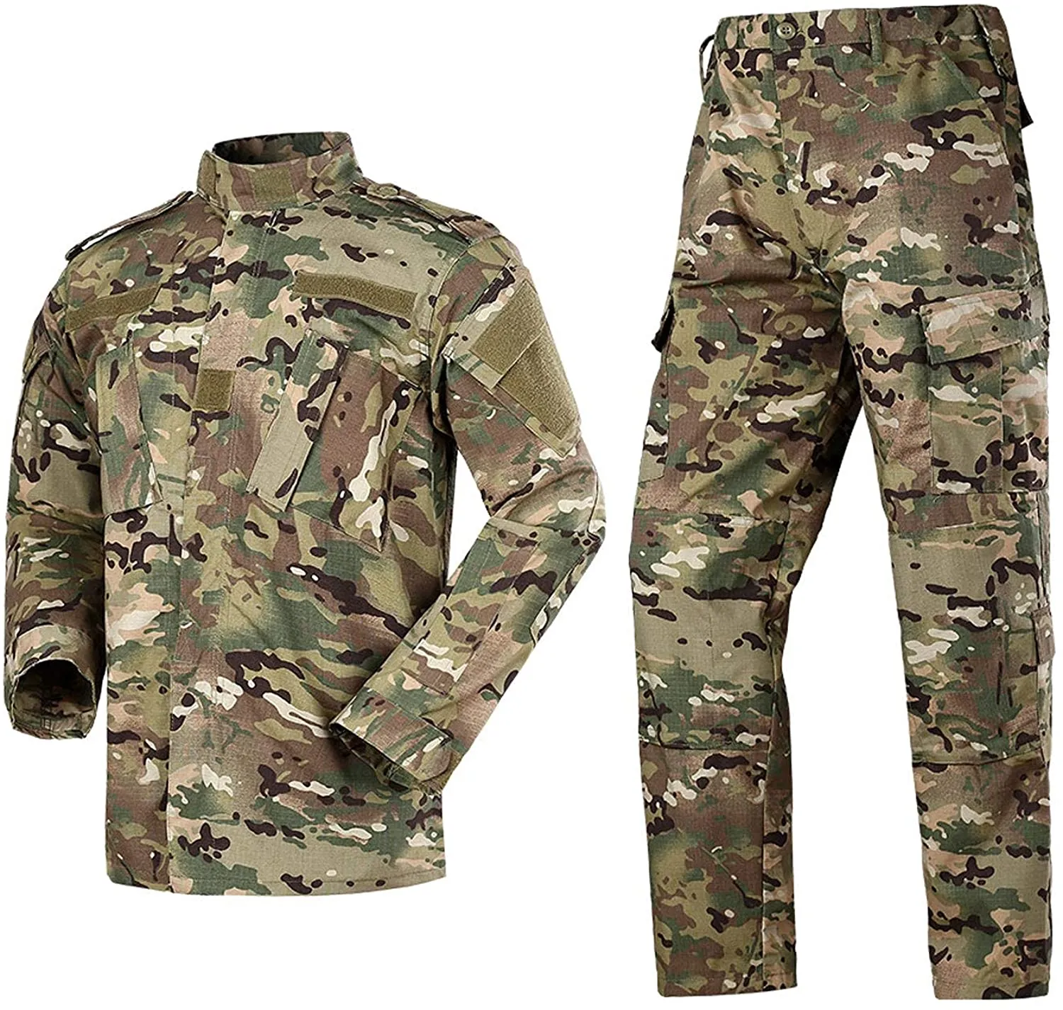 Men's Tactical Jacket and Pants Military Camo Uniform 2PC Set