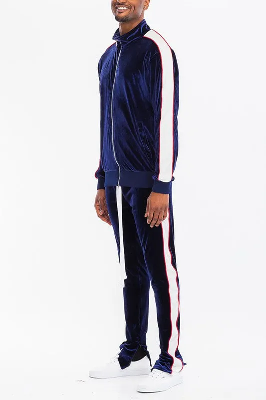 MENS VELOUR TRACK JACKET AND TRACK PANT SET