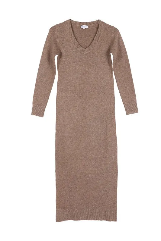 Mia V neck sweater maxi dress