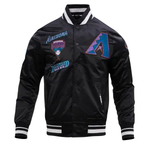 MLB ARIZONA DIAMONDBACKS RETRO CLASSIC MEN'S RIB SATIN JACKET (BLACK)