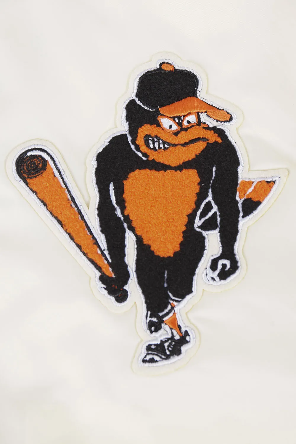 MLB BALTIMORE ORIOLES RETRO CLASSIC MEN'S RIB SATIN JACKET (EGGSHELL/ BLACK)