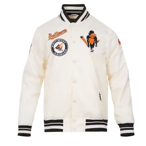 MLB BALTIMORE ORIOLES RETRO CLASSIC MEN'S RIB SATIN JACKET (EGGSHELL/ BLACK)